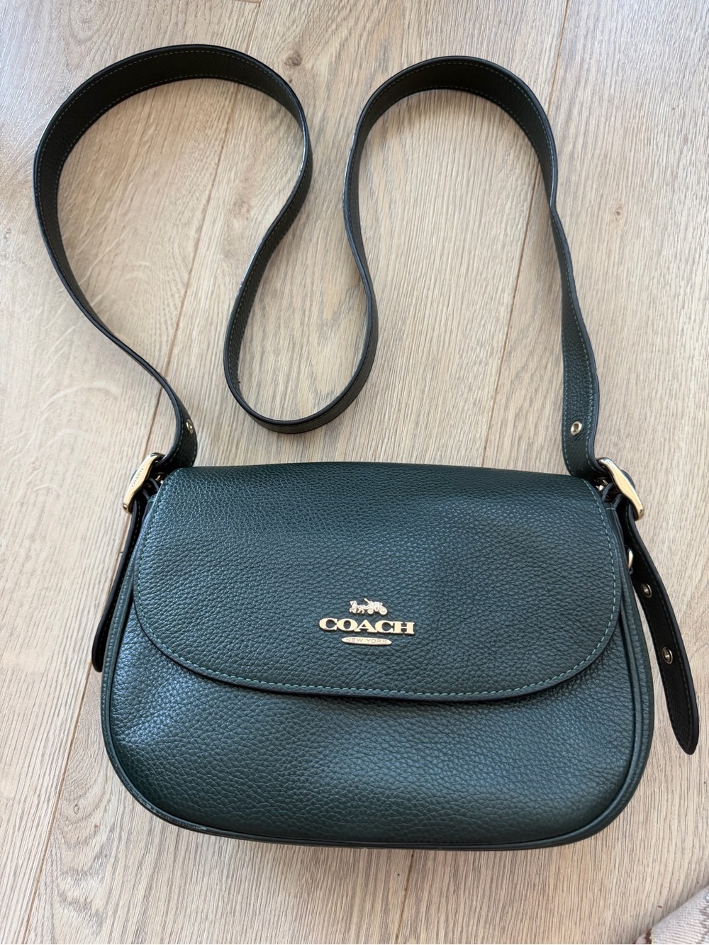 Coach Pebbled Leather Crossbody Bag | Forest Green|Gold Hardware|Excellent Condi - Picture 13 of 15